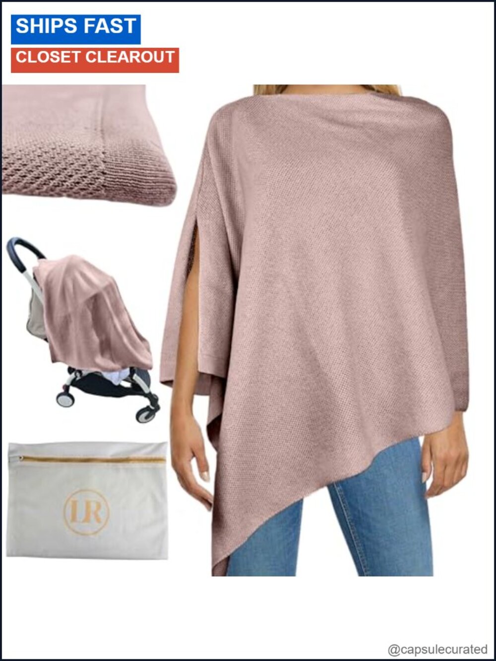 Nursing Cover Poncho Organic Cotton Cashmere Peekaboo Breastfeeding Shawl